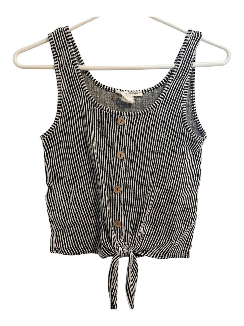 Caution To The Wind Button-Front Tie Tank Top